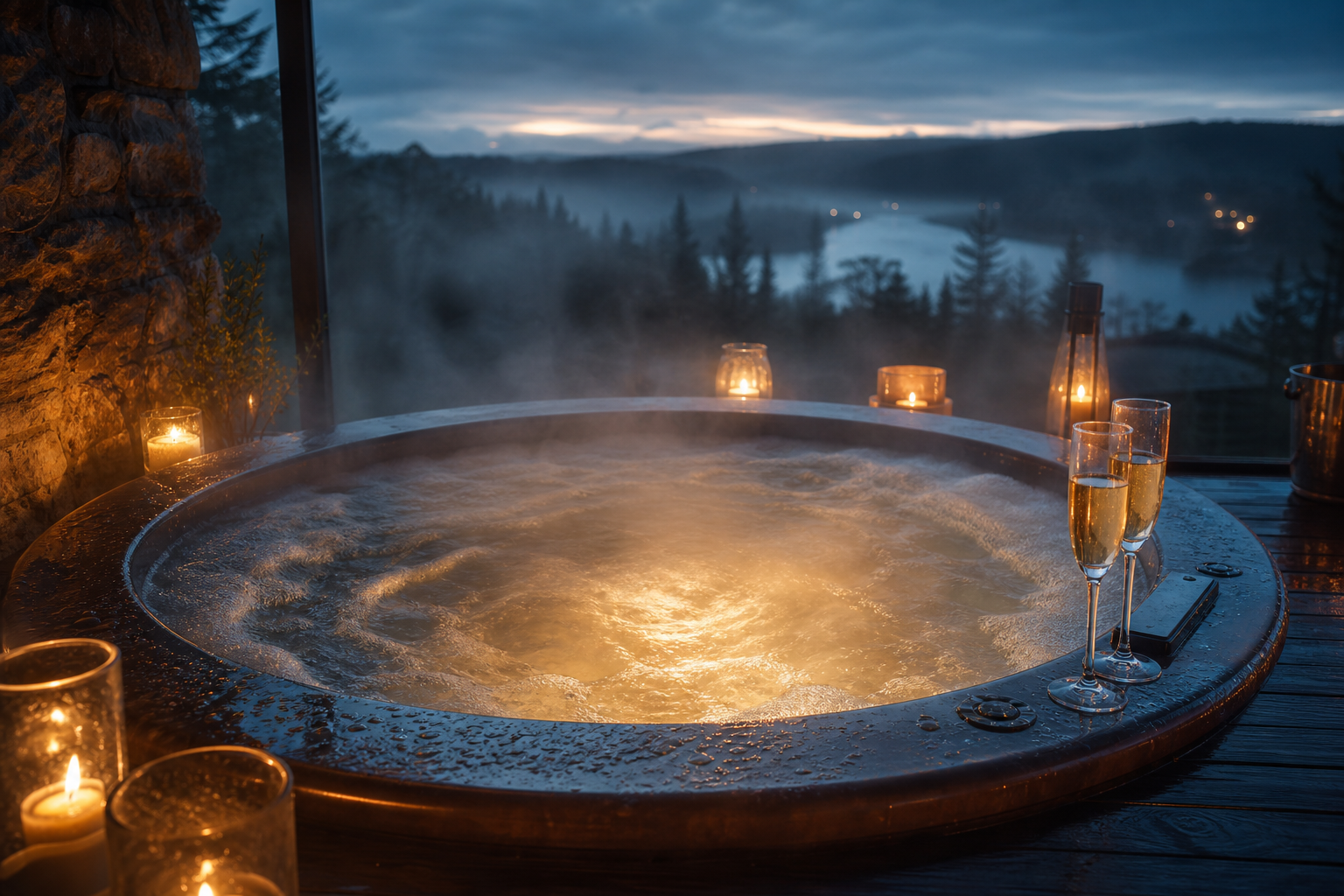 Privater Outdoor-Whirlpool am Ferienhaus (Konzeptvisualisierung)